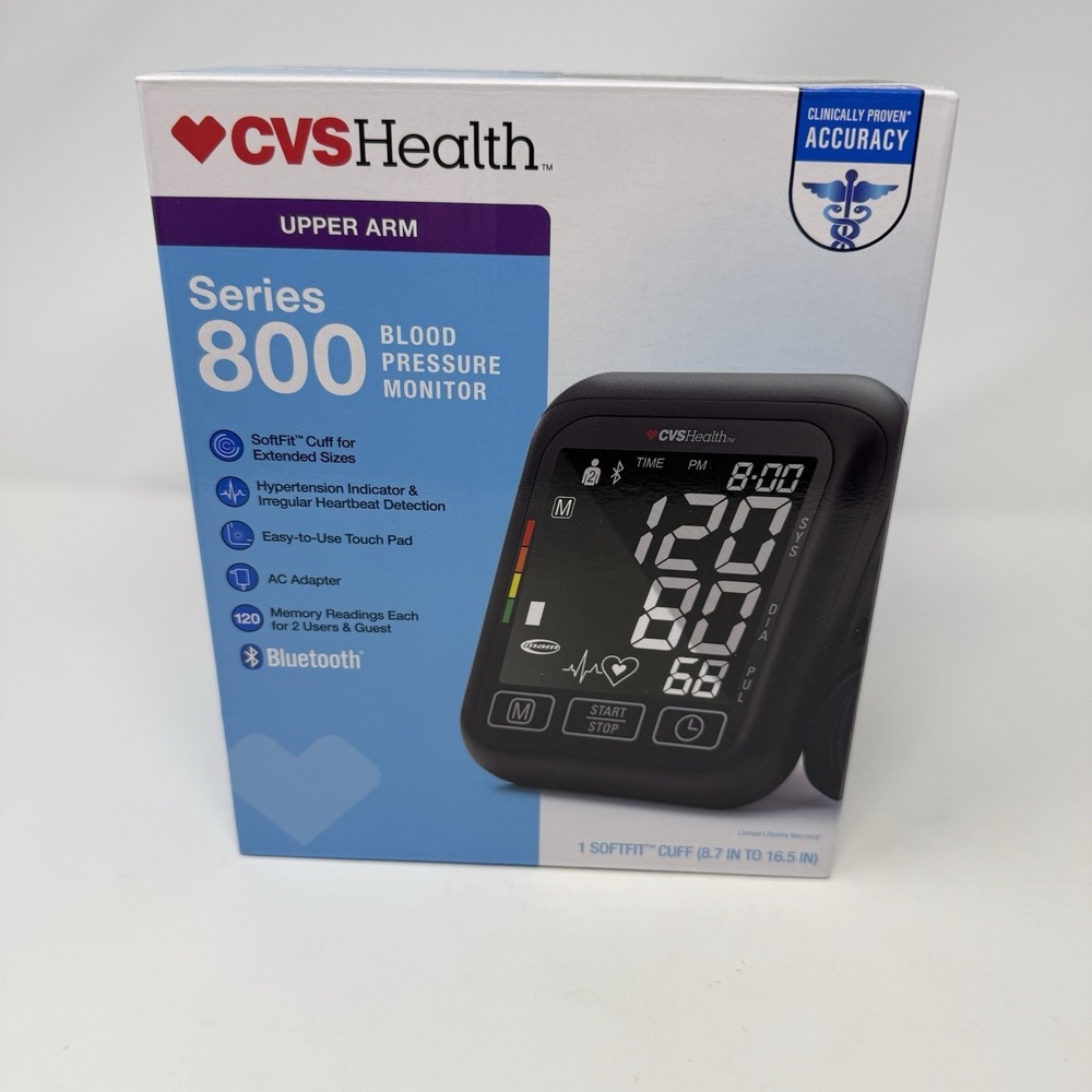 CVS HEALTH UPPER ARM SERIES 800 BLOOD PRESSURE MONITOR. Bluetooth compatible